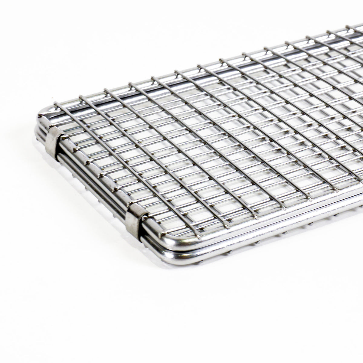 Kasai Stainless Steel Double Grilling Basket - 30 x 12 x 1cm - 45cm Overall Length