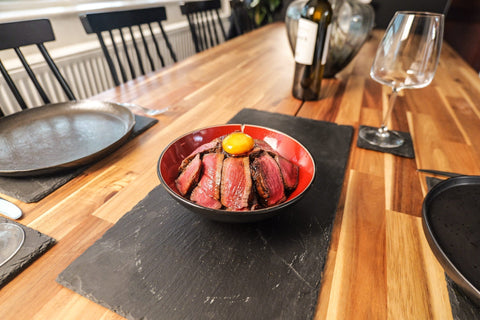 Kasai Fillet Steak Donburi with Soy-Cured Egg Yolk