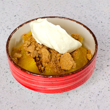 Charcoal cooked, rum pineapple with stem ginger and yoghurt