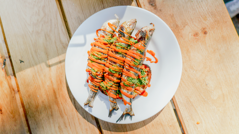 On the Coals BBQ Skewered Sardines "on Toast" I Kasai Grills