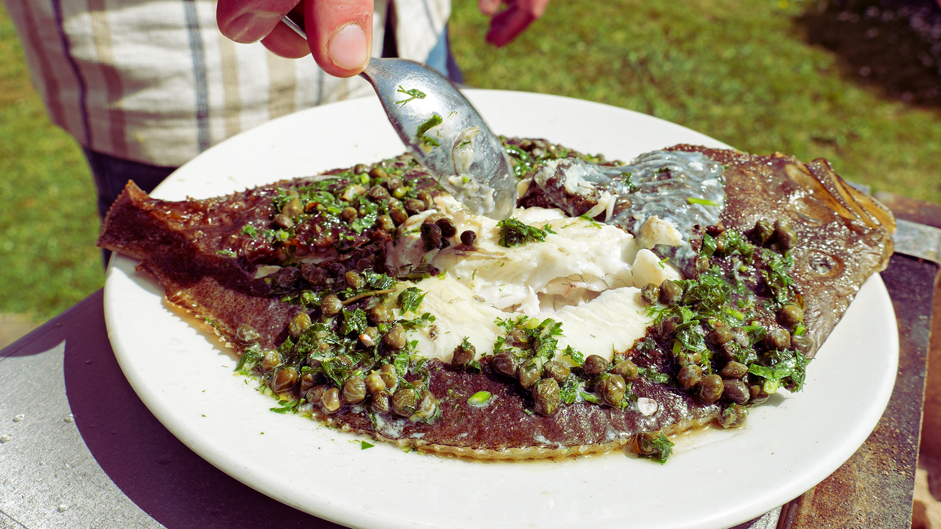 On the Coals Turbot, Charcoal Butter Sauce & Charred Lemon I Kasai Grills