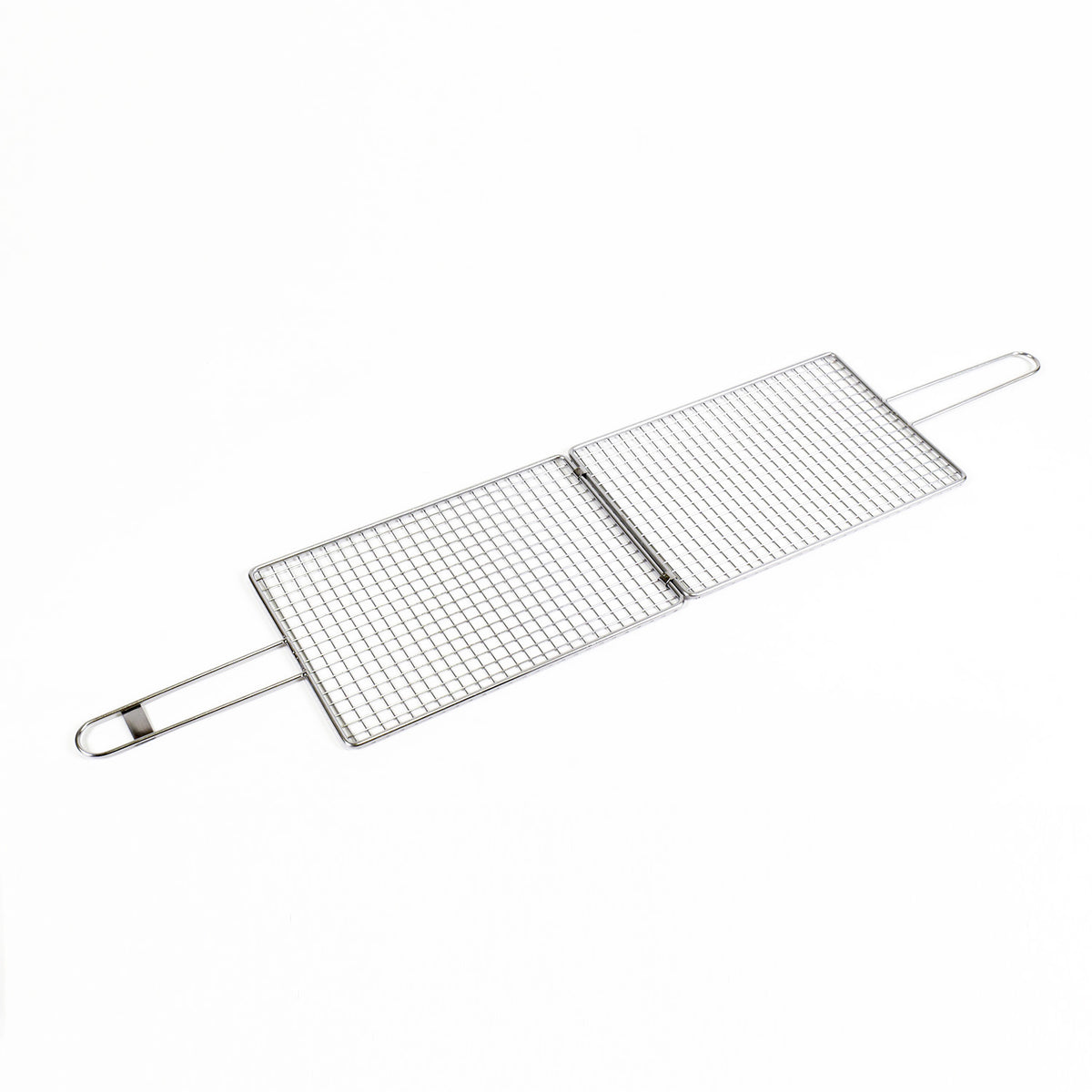 Kasai Stainless Steel Double Grilling Basket - 30 x 20 x 1cm - 45cm Overall Length