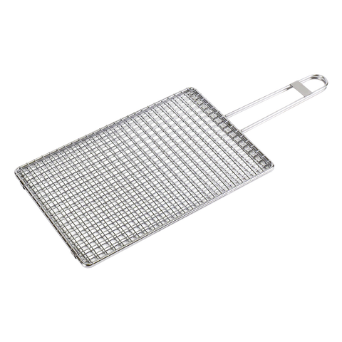 Kasai Stainless Steel Double Grilling Basket - 30 x 20 x 1cm - 45cm Overall Length